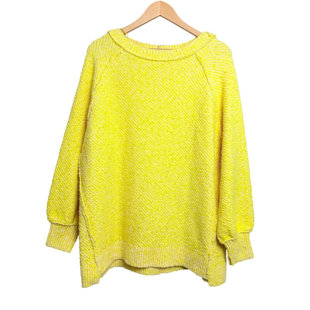 Free People Lemonade Combo Textured Oversized Sweater Yellow OB2107037 New